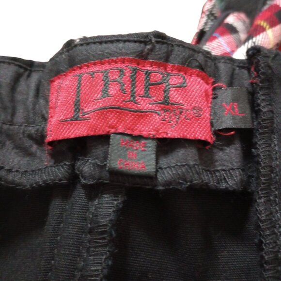 Tripp NYC Corset Halter Top Women's Plaid Red and Black Sz XL Y2K Zipper Goth - Picture 8 of 12